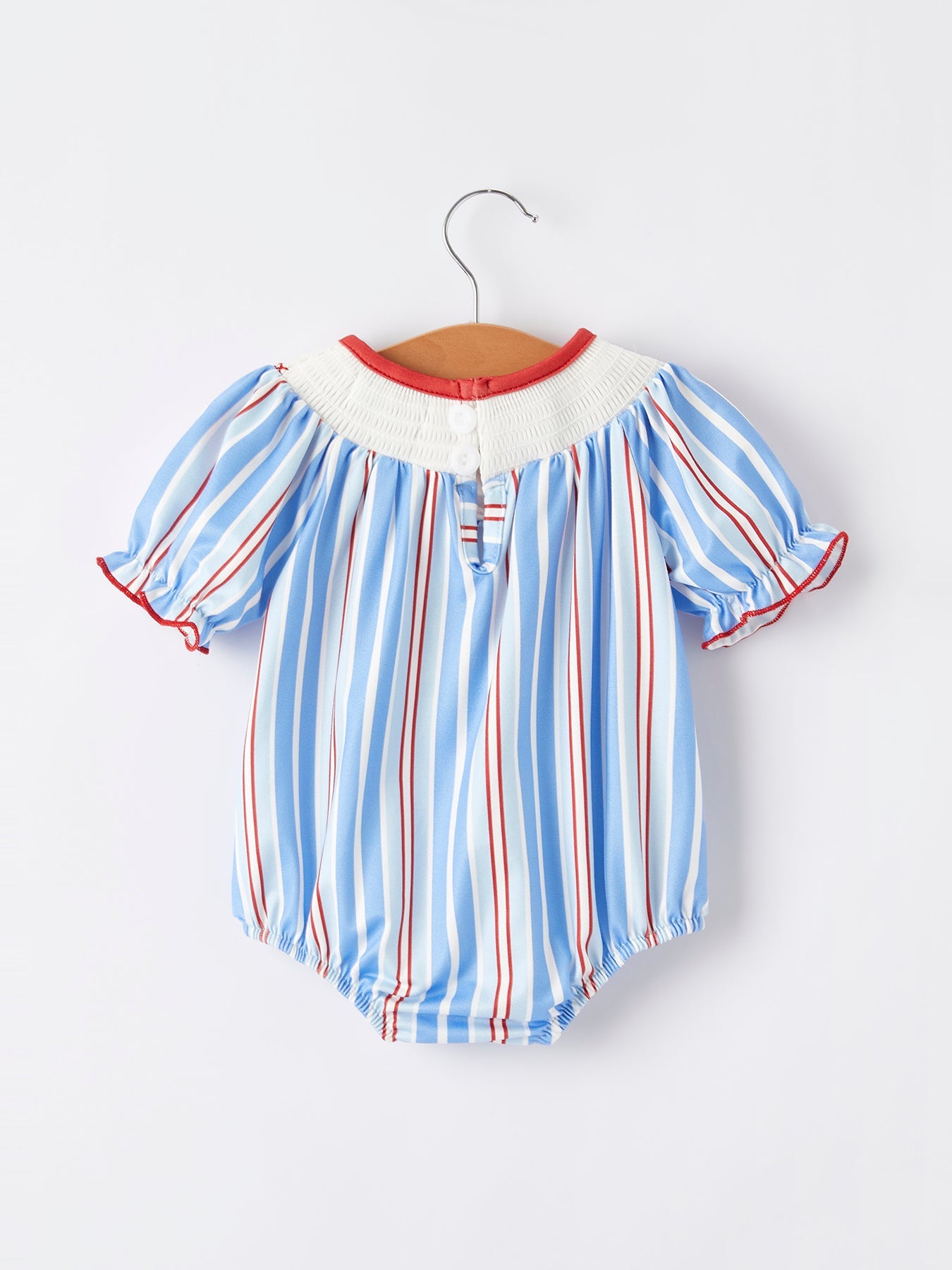 4th of july Flag Medal Ice Cream Smock Embroidery Baby Girl Romper