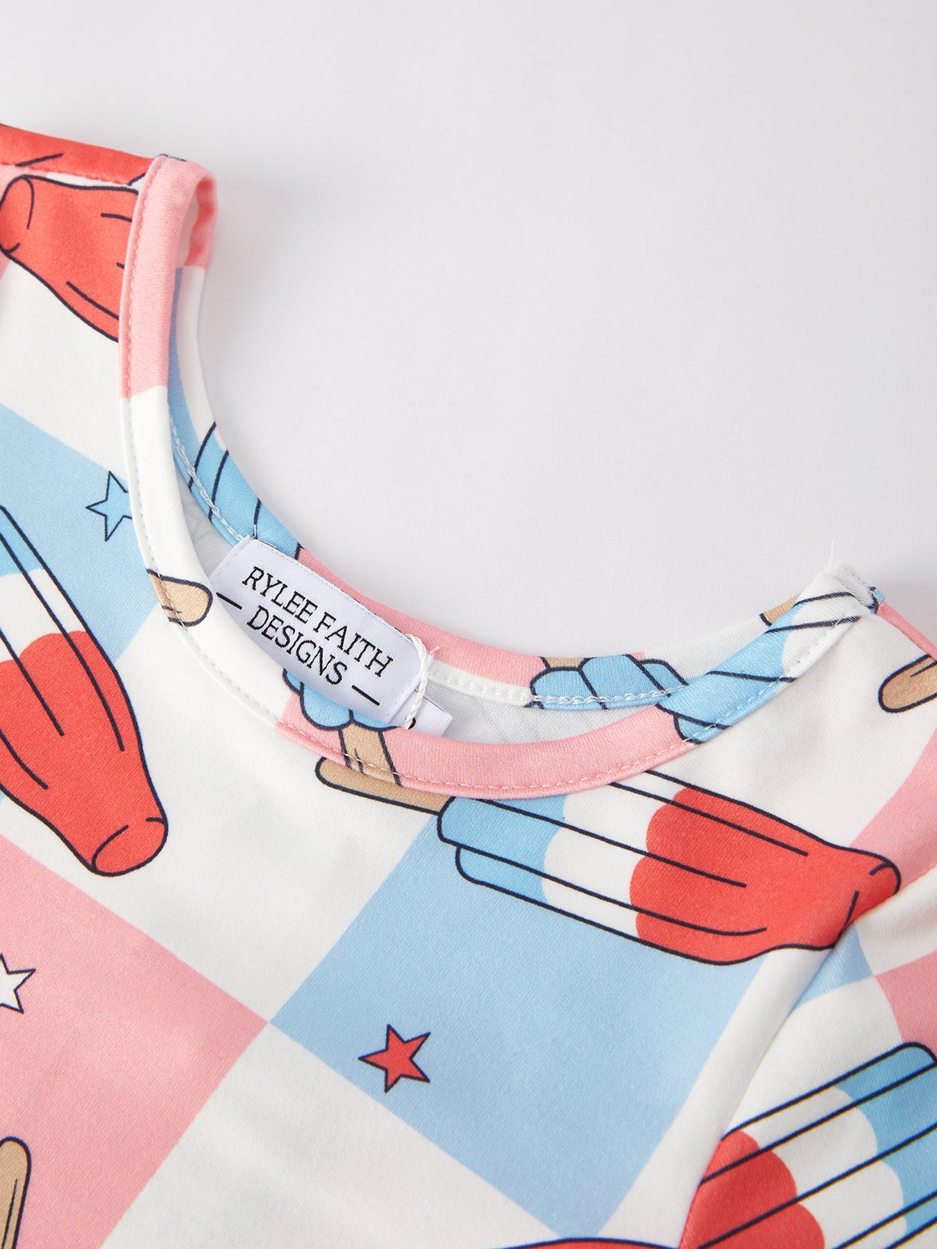 4th Of July Ice Cream Plaid Girls Dress