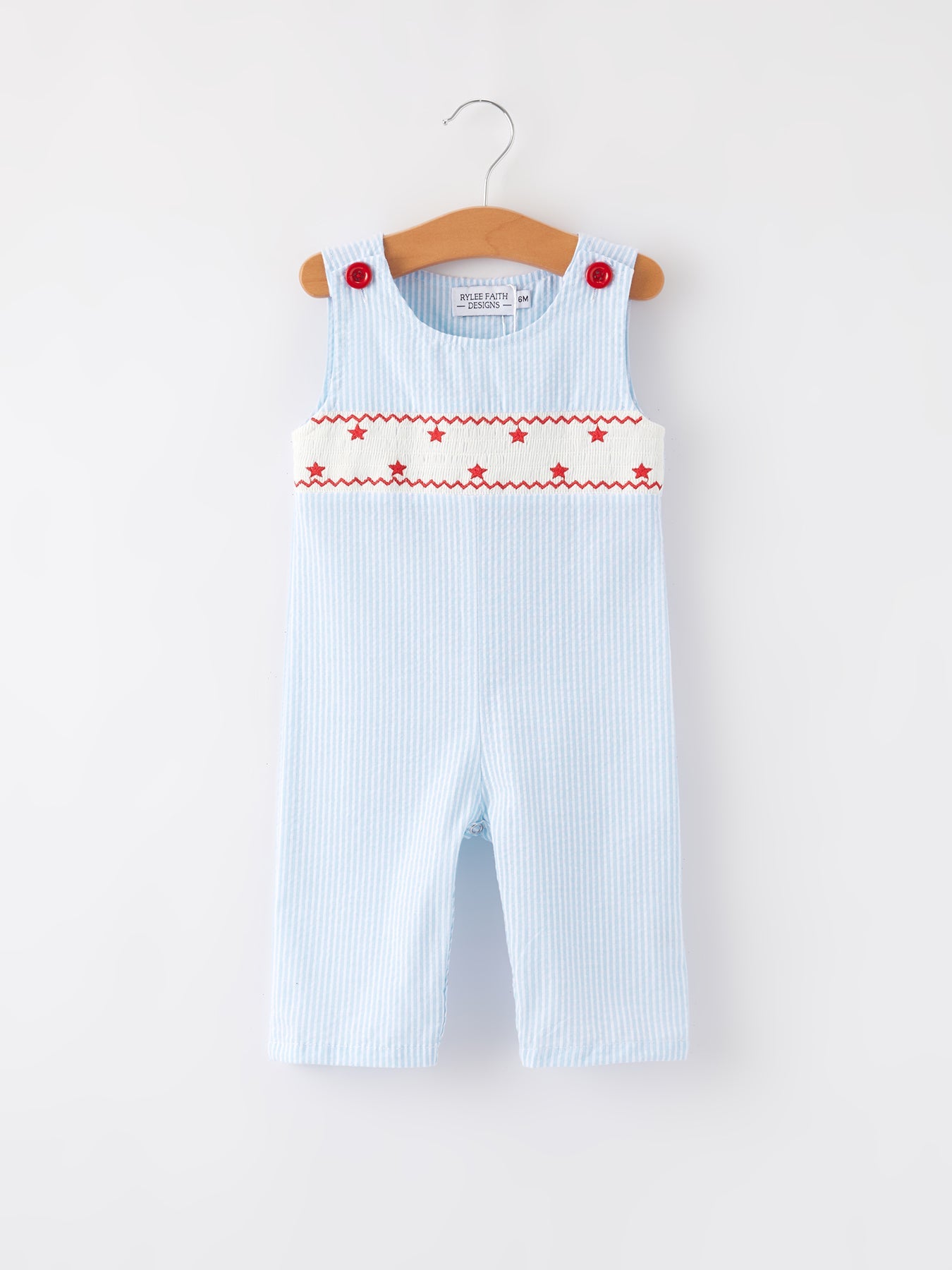 4th of july Star Embroidery Smock Boys Romper