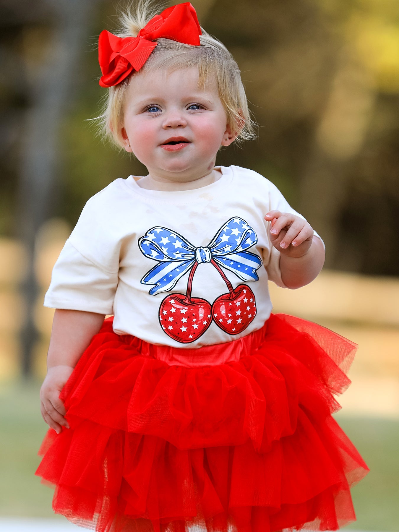 4th of july Cherry Print Tulle Dress