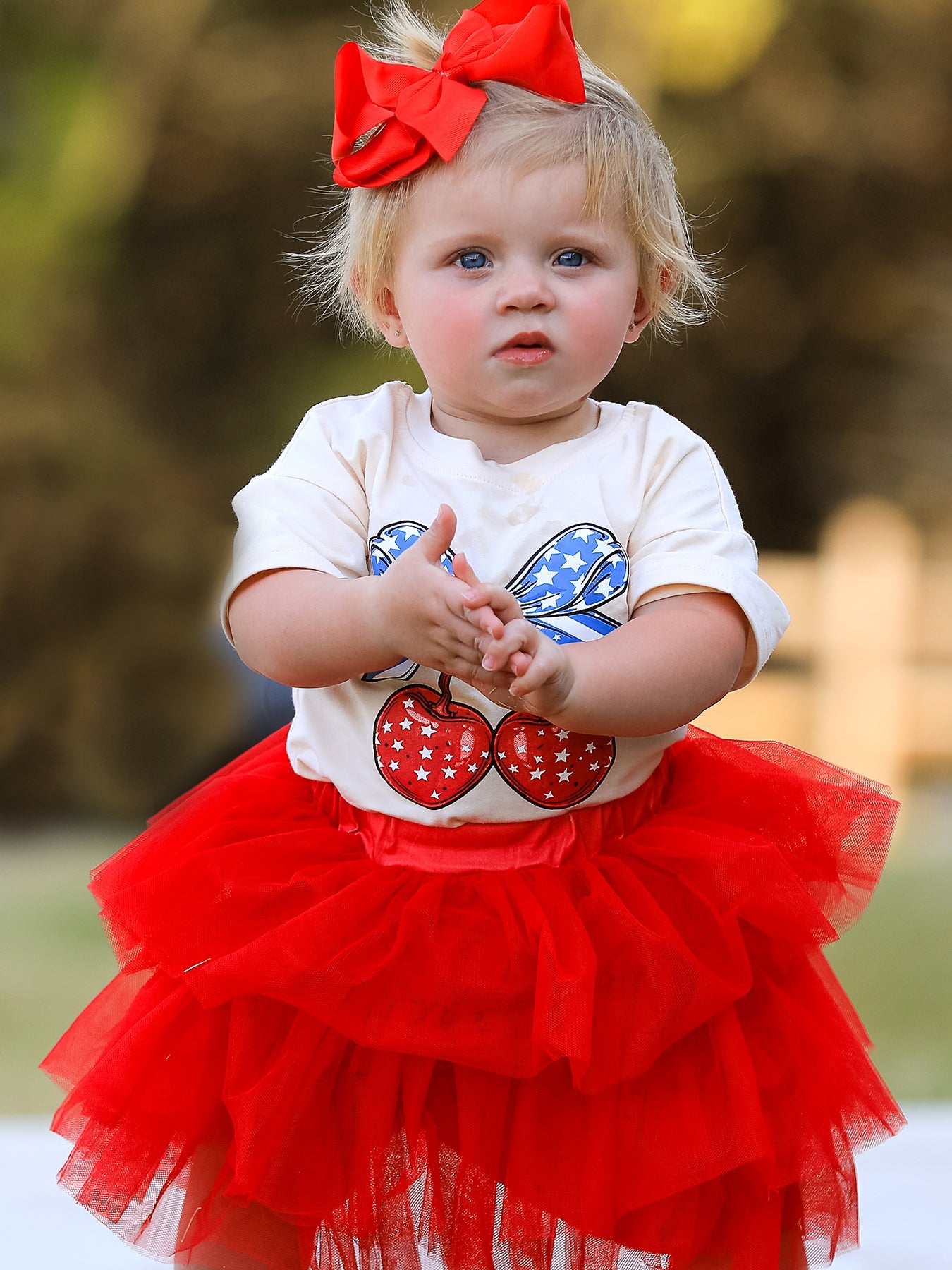 4th of july Cherry Print Tulle Dress