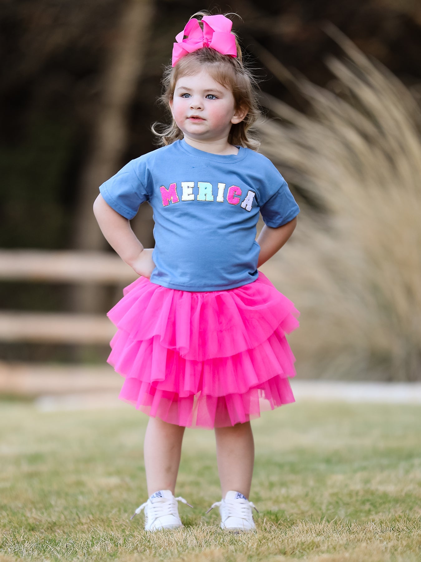 4th of july “MERICA”Top Girls Gauze Skirt