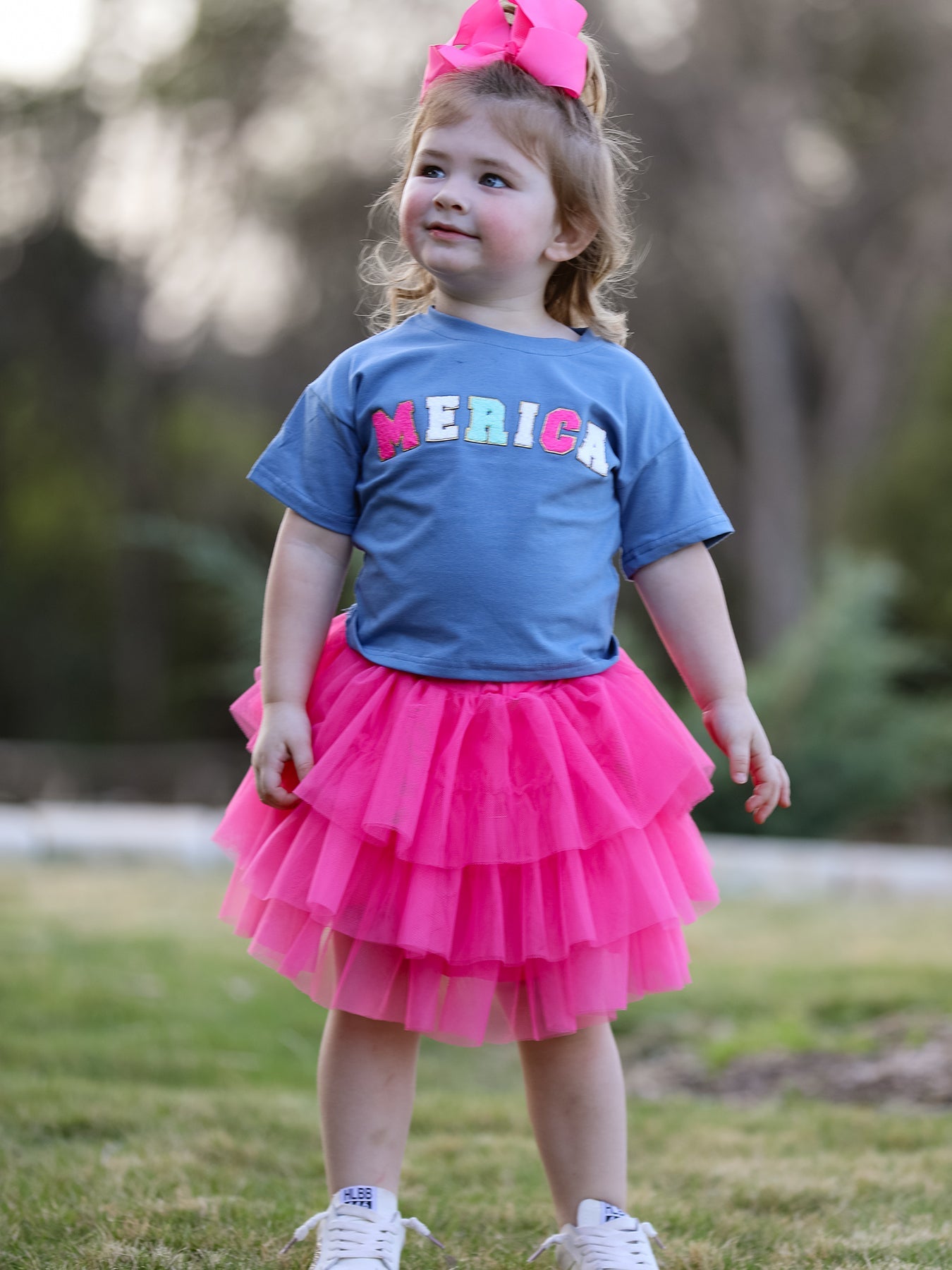 4th of july “MERICA”Top Girls Gauze Skirt