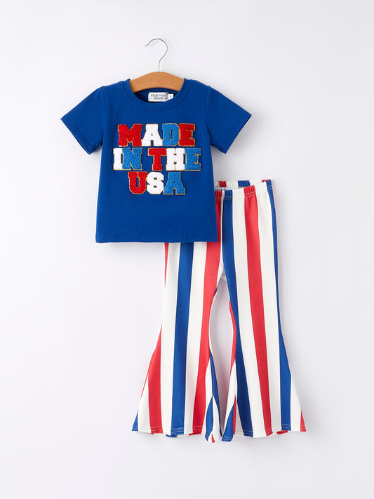 4th of july "MADE IN THE USA" Applique Girls Set