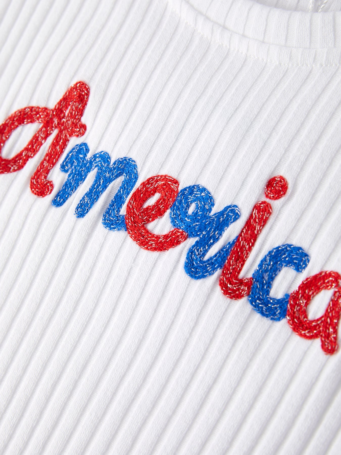 4th of july Girls “America”Top+Denim Shorts Set