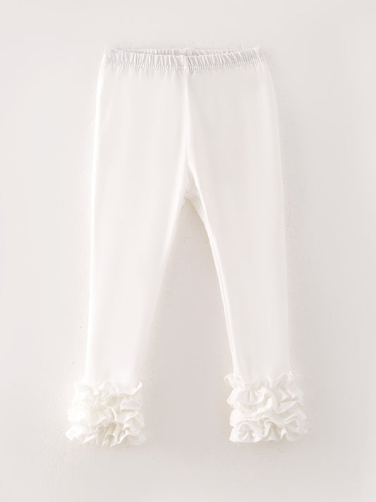 4th of july White Milk Silk Ruffled Solid Color Pants